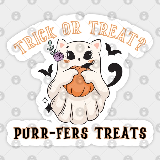 Funny Halloween Ghost Cat Sticker by Prinyos